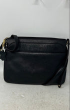Load image into Gallery viewer, Giani Bernini Womens Black Leather Adjustable Strap Zip Top Crossbody Handbag
