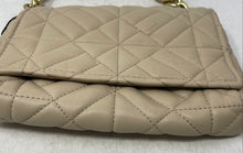 Load image into Gallery viewer, Zara Womens Beige And Gold Leather Quilted Chain Strap Flap Shoulder Handbag
