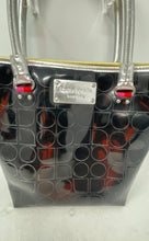 Load image into Gallery viewer, Kate Spade New York Womens Black Silver Geometric Embossed Lined Tote Handbag
