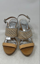 Load image into Gallery viewer, Coach Womens Steffi Brown Silver-Tone Woven Stiletto Slingback Heels Size 8B
