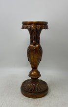 Load image into Gallery viewer, Antique Brown Wood Metal Baroque Scroll Victorian Pedestal Candlestick Holder
