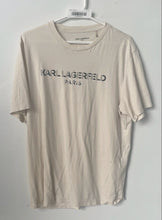 Load image into Gallery viewer, Karl Lagerfeld Mens Beige Cotton Crew Neck Short Sleeve Pullover T-Shirt Size L
