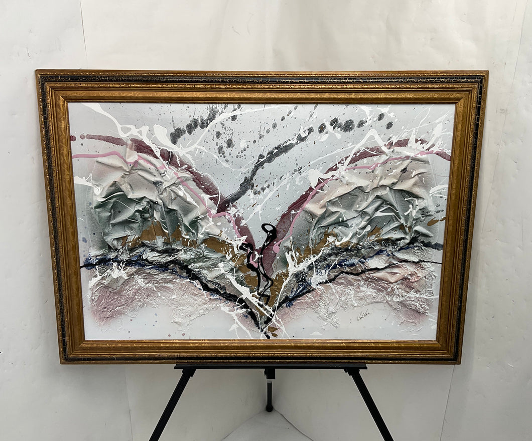 Abstract Textured Surface Signed Home Wall Decor Framed Art Painting