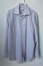 Load image into Gallery viewer, Banana Republic Mens White Geometric Print Cotton Long Sleeve Dress Shirt Sz XL
