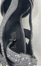 Load image into Gallery viewer, Michael Kors Womens Becky Silver Criss-Cross Stiletto Ankle Strap Heels Size 6M
