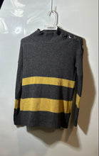 Load image into Gallery viewer, Bartolini Womens Charcoal Amber Striped Long Sleeve Pullover Sweater Size Small
