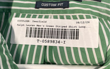 Load image into Gallery viewer, Ralph Lauren Mens Green Striped Custom Fit Collared Button-Up Shirt Size 2XL
