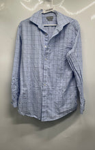 Load image into Gallery viewer, Michael Kors Mens Blue Plaid Long Sleeve Slim Fit Button-Up Shirt Size M
