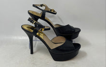Load image into Gallery viewer, Michael Kors Womens Black Leather Ankle Strap High Platform Heels Shoes Size 8M
