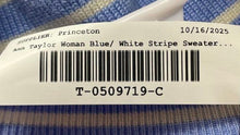 Load image into Gallery viewer, Ann Taylor Womens Blue White Striped Short Sleeve Pullover Sweater Size M
