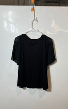Load image into Gallery viewer, Loft Womens Black Swiss Dot Flutter Sleeve Crew Neck Blouse Top Size Small
