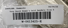 Load image into Gallery viewer, Authentic Tory Burch Womens Gold-Tone Leather Diamond Patch Strappy Sandals 5M

