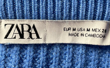 Load image into Gallery viewer, Zara Womens Blue Knitted Long Sleeve Pullover Sweater Size Medium

