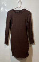 Load image into Gallery viewer, Zara Womens Brown Long Sleeve Crew Neck Pullover Bodycon Dress Size Medium
