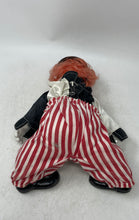 Load image into Gallery viewer, Vintage Collectible Porcelain And Cloth Body Red Hair Bowler Hat Clown Doll
