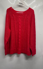 Load image into Gallery viewer, Loft Womens Red Cable Knit Round Neck Long Sleeve Pullover Sweater Size 20/22
