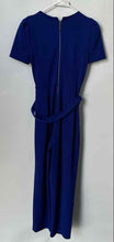 Load image into Gallery viewer, Calvin Klein Womens Blue Short Sleeve Belted Back Zip One-Piece Jumpsuit Size 6
