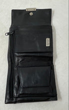 Load image into Gallery viewer, Perlina New York Womens Black Leather Card Holder Zipper Pockets Trifold Wallet
