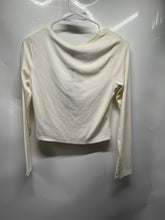 Load image into Gallery viewer, True Religion Womens Ivory Ribbed Knit Long Sleeve V-Neck Cropped Top Size Small
