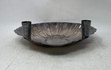 Load image into Gallery viewer, Silver-Tone Shell Shaped Dish Serving Tray With Candle Holders Collectible
