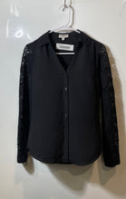 Load image into Gallery viewer, Express Womens Black Lace Long Sleeve Slim Fit Portofino Button-Up Shirt Size XS
