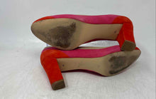 Load image into Gallery viewer, Talbots Womens Orange Pink Tan Striped Suede Round Toe Block Pump Heels Size 7 B
