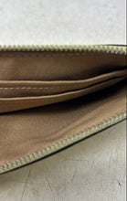 Load image into Gallery viewer, Coach Womens Green Crossgrain Leather Corner Zip Mini Wristlet Wallet
