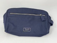 Load image into Gallery viewer, Prada Parfums Womens Blue Zippered Travel Pouch Cosmetic Toiletry Case Stained
