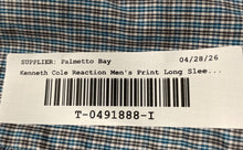 Load image into Gallery viewer, Kenneth Cole Reaction Mens Blue Printed Cotton Slim Fit Dress Shirt Size 16 1/2
