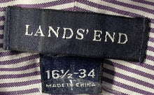 Load image into Gallery viewer, Lands' End Mens White Purple Striped Print Long Sleeve Dress Shirt Size 16 1/2
