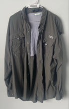 Load image into Gallery viewer, Columbia Mens Bahama Gray PFG Fishing Long Sleeve Button-Up Shirt Size XL
