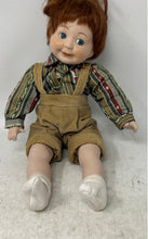 Load image into Gallery viewer, Brown Hair Blue Eyes Printed Shirt Corduroy Overalls Porcelain Doll Collection
