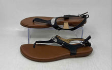 Load image into Gallery viewer, Michael Kors Womens MK Plate Black Leather Buckle Thong Sandals Size 7.5M
