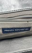 Load image into Gallery viewer, French Connection Womens Silver Leather Fan Shape Lined Clutch Bag
