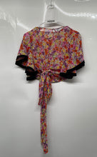 Load image into Gallery viewer, Zara Womens Multicolor Floral Tie Front Sheer Ruffle Sleeve Blouse Top Size S
