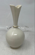 Load image into Gallery viewer, L By Lenox Cream Gold-Tone Printed Home Decorative Collectible Small Flower Vase
