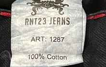 Load image into Gallery viewer, RNT23 Mens Blue Red Stitching Denim Pockets Straight Leg Jeans Size 34
