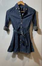 Load image into Gallery viewer, Authentic Polo Ralph Lauren Girls Blue Denim Belted Shirt Dress Size 8
