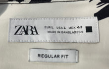 Load image into Gallery viewer, Zara Mens Black White Short Sleeve Collared Regular Fit Button-Up Shirt Size L
