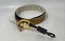 Load image into Gallery viewer, Michael Kors Womens Beige Gold Buckle Signature Print Reversible Belt Size XL
