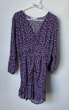 Load image into Gallery viewer, Zara Womens Multicolor Floral Long Sleeve V-Neck Mini Dress Size Large
