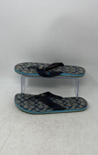 Load image into Gallery viewer, Coach Womens Zoe Blue Logo Print Slip-On Flat Flip-Flop Sandals Size 10B
