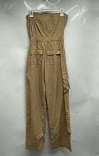 Load image into Gallery viewer, Forever 21 Womens Beige Strapless Cargo Pockets One-Piece Jumpsuit Size Small
