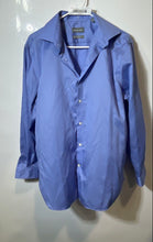 Load image into Gallery viewer, Michael Kors Mens Blue Long Sleeve Slim Fit Non Iron Dress Shirt Size 16 32/33
