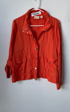 Load image into Gallery viewer, Chico's Womens Orange Roll Tab Sleeve Pockets Front Zipper Jacket Size 1
