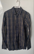 Load image into Gallery viewer, Michael Kors Mens Blue Yellow Plaid Cotton Long Sleeve Button-Up Shirt Size S

