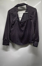 Load image into Gallery viewer, Zara Womens Black Pink Polka Dot Button Front Cropped Blouse Top Size Medium

