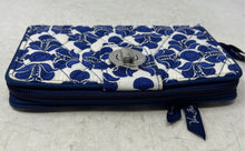 Load image into Gallery viewer, Vera Bradley Womens Blue White Printed Credit Card Slots Zip-Around Wallet
