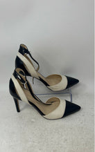 Load image into Gallery viewer, Marc Fisher Womens Black White Patent Leather Stiletto Ankle Strap Heels Size 6M
