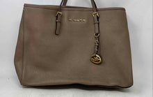 Load image into Gallery viewer, Michael Kors Womens Brown Saffiano Leather Charm Jet Set Travel Tote Handbag
